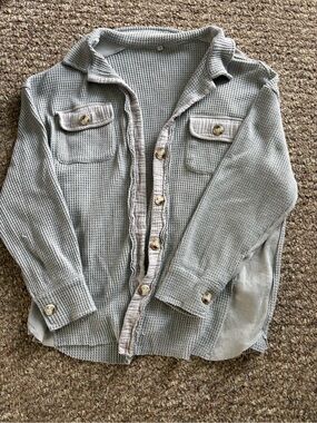Waffle Knit Button-Up Shirt Jacket